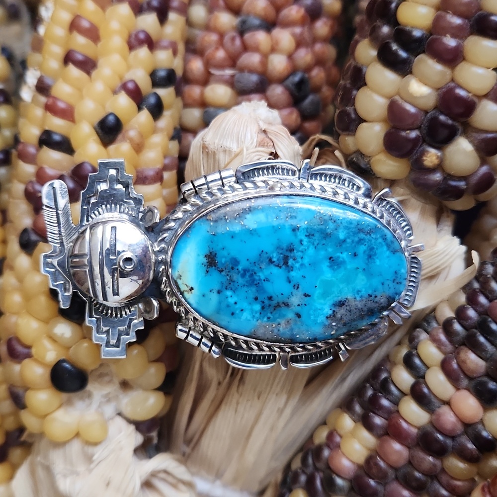 Native American Navajo NWOT Kachina Turquoise Pendant by Bennie Ration 💙🎁🩶